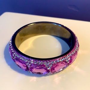 PRICE DROP Silver finish bangle w/ purple crystals
